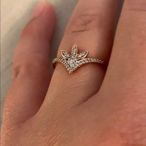 10K solid rose gold ring with real diamond flecks!